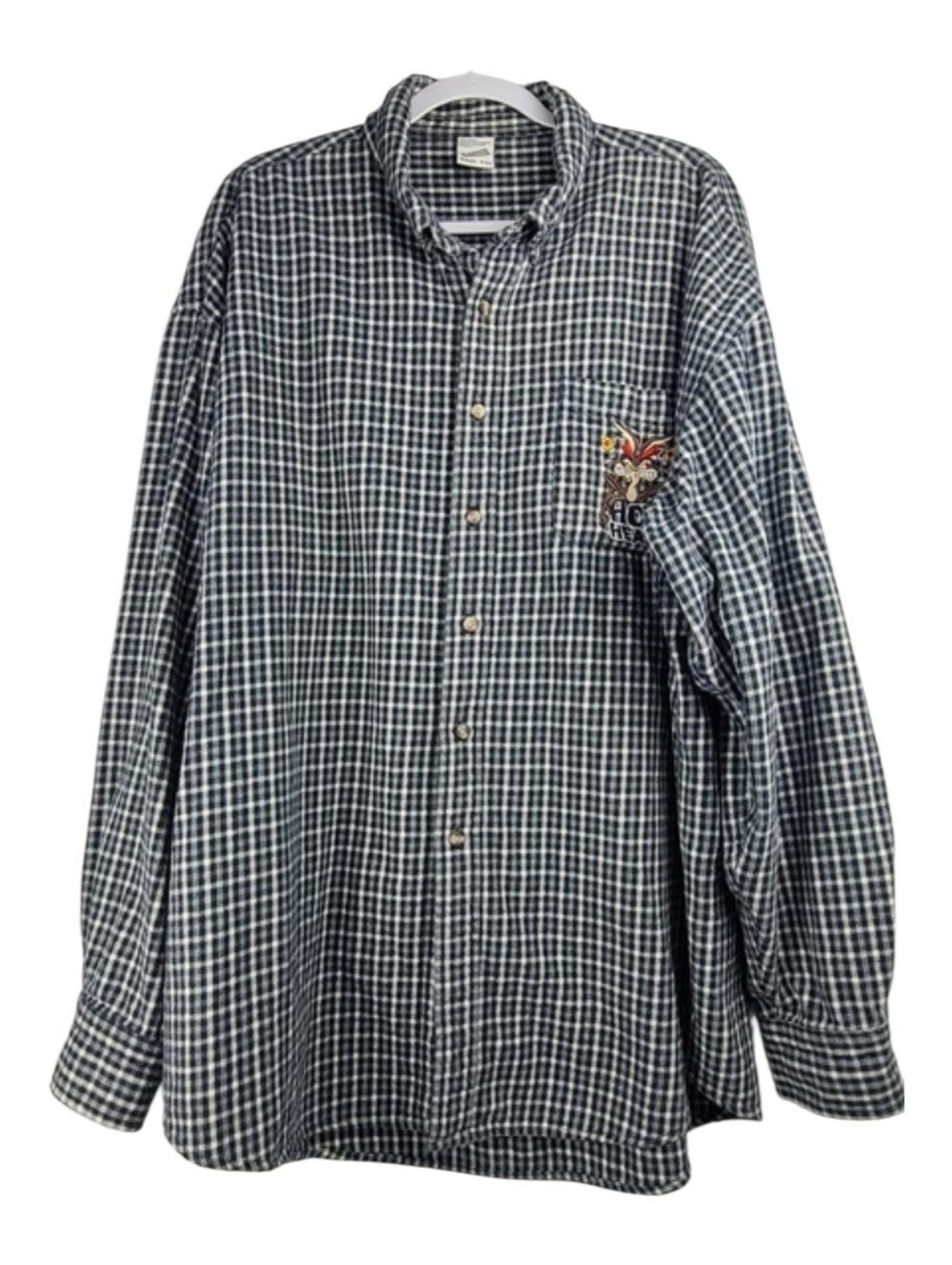 Vintage Warner Bros Looney Tunes Wile E. Coyote Plaid Long Sleeve Shirt